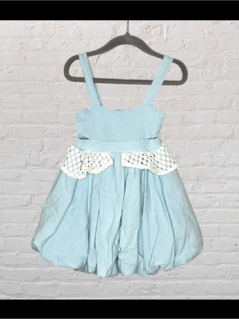 A. Bird Crochet Cutout Bubble Dress